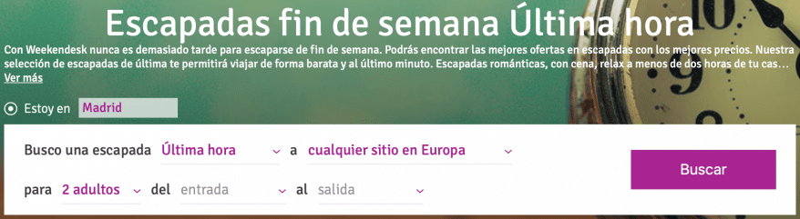 escapadas de ultima hora weekendesk | easyDest.com